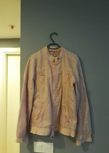 Toz pembe renk ince yagmurluk - Görsel 2