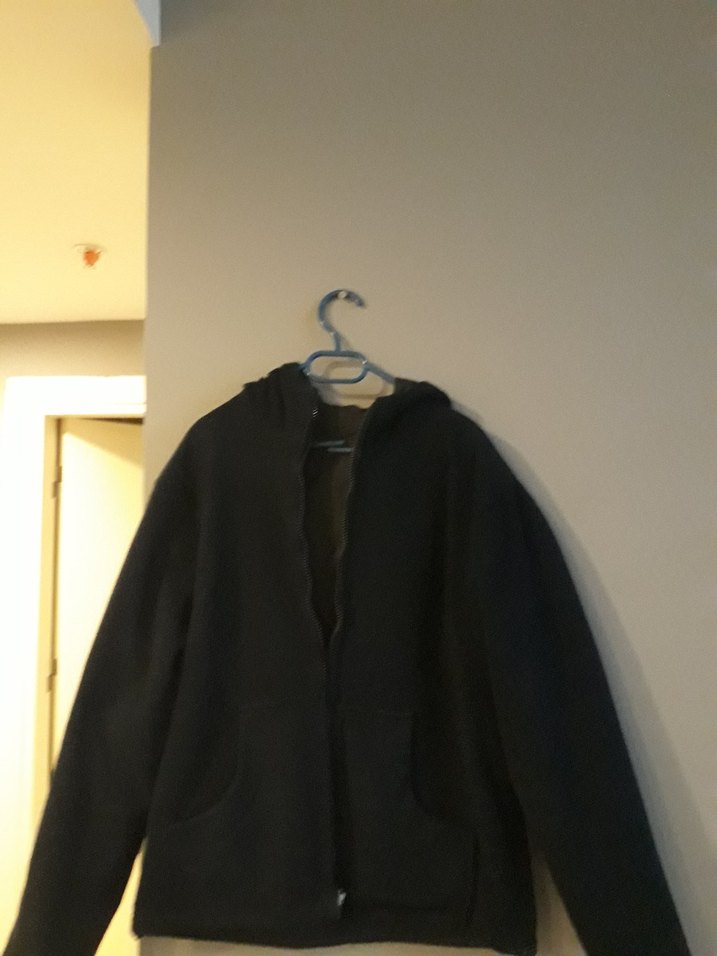 Siyah fermuarli çift taraflı polar yagmurluk - Görsel 2