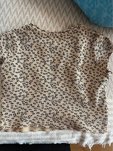 xs Beden kahverengi Renk leopar crop tişört