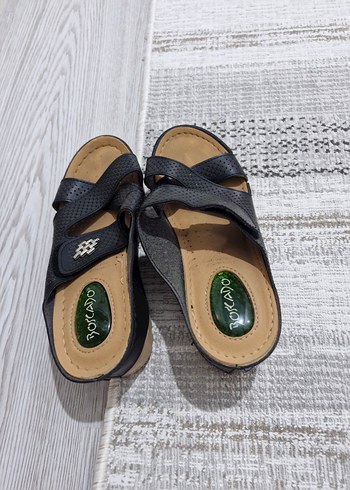 Erkek Siyah Cırtlı Kauçuk Tabanlı Sandalet - Görsel 2