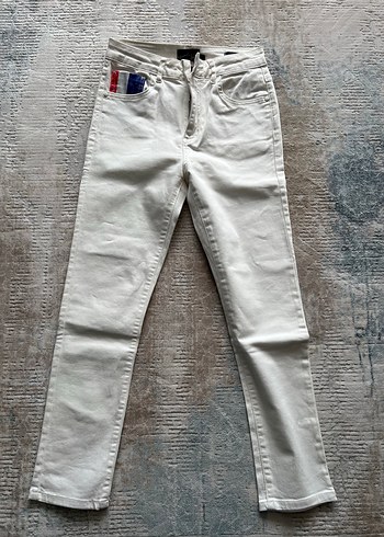 U.S Polo Assn. Beyaz Ekru Slim Fit Denim Jean