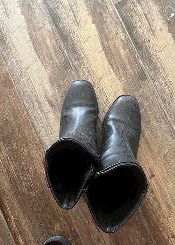 38 Beden siyah Renk Tokalı Siyah Kadın Botu, Blok Topuklu