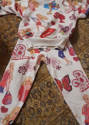 Renkli Barbie Baskılı Kız Eşofman Takımı