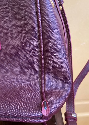 Mor Deri Prada Kadın Çanta - Görsel 4