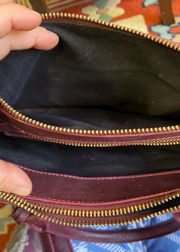 Mor Deri Prada Kadın Çanta - Görsel 9