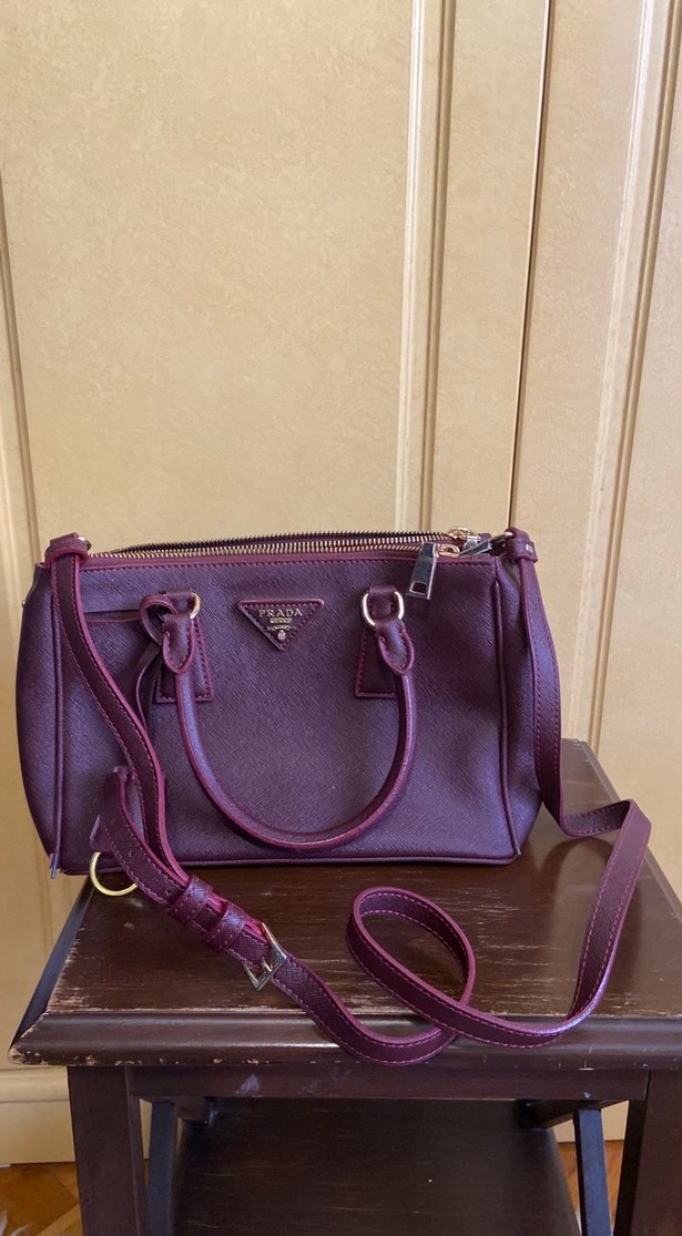Mor Deri Prada Kadın Çanta - Görsel 2