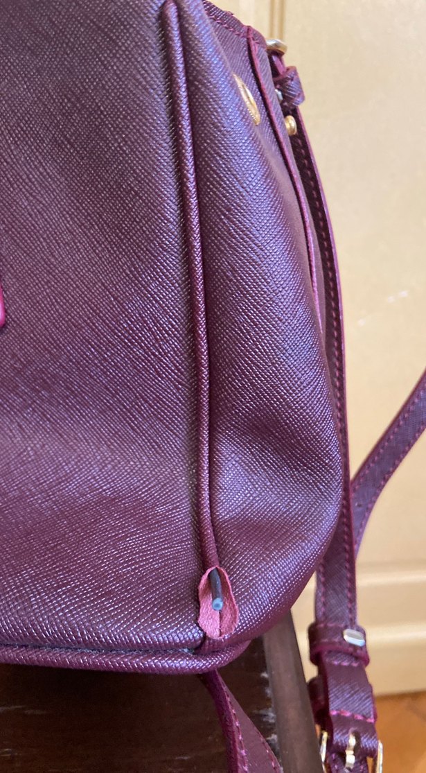 Mor Deri Prada Kadın Çanta - Görsel 4