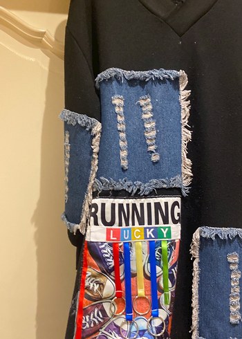 Kadın Çok Renkli Uzun Denim elbıse - Görsel 4