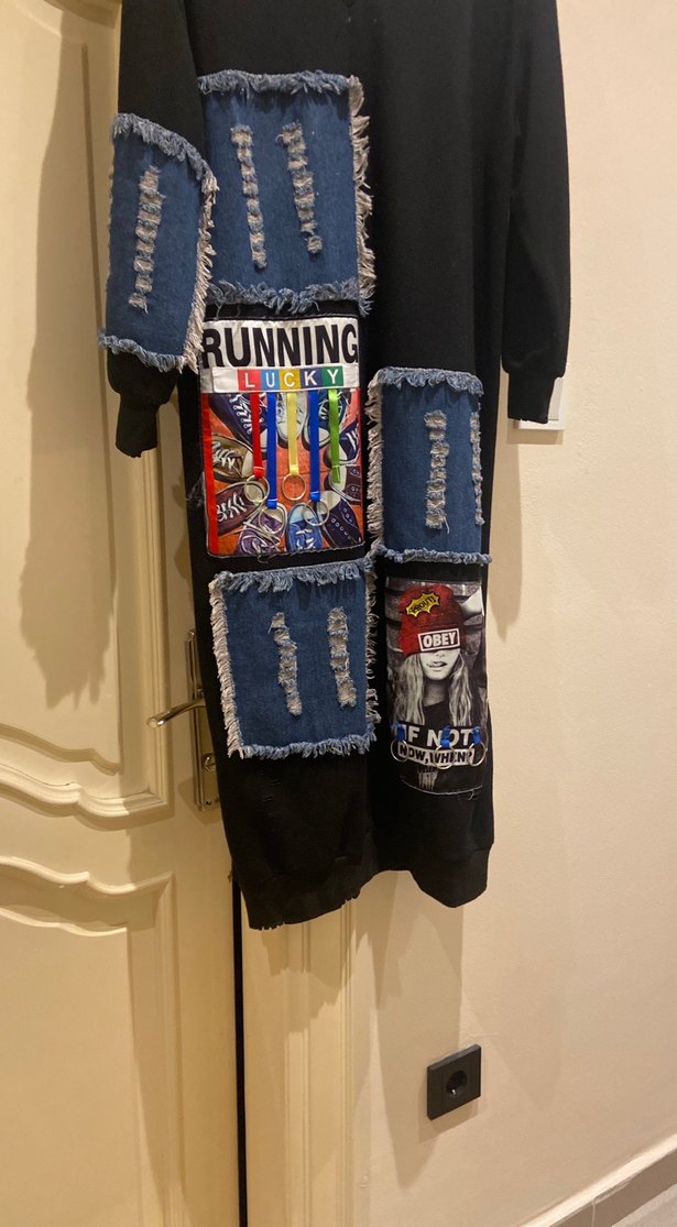 Kadın Çok Renkli Uzun Denim elbıse - Görsel 2