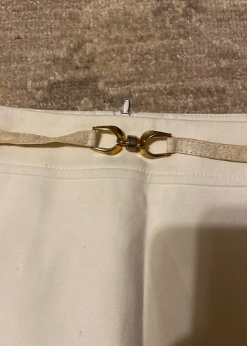 Beyaz Midi Kemerli Kalem Etek - Görsel 3