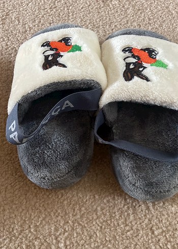 Kızlar için Gri Nakışlı Sıcak Terlik - Görsel 5