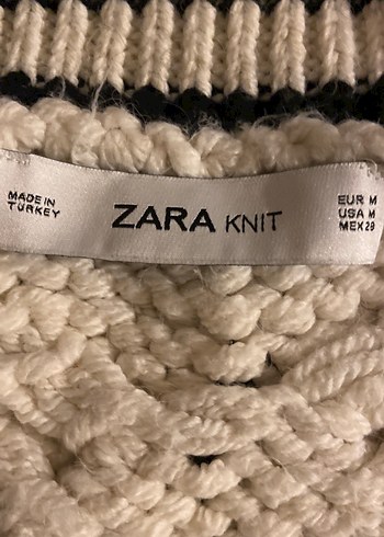 Beyaz V Yaka Örgü Kadın Kazak - Görsel 3