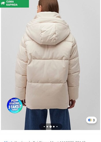 Mavi Jeans Kadın Beyaz Şişme Midi Mont Yüksek Yakalı
