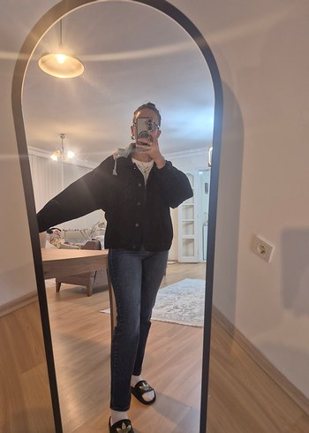 m Beden siyah Renk Siyah Oversize Kadın Denim Ceket