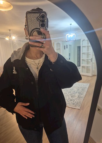 Siyah Oversize Kadın Denim Ceket