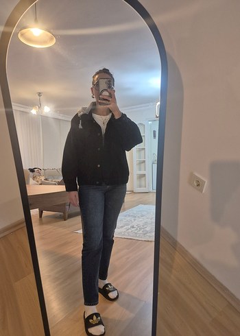 m Beden Siyah Oversize Kadın Denim Ceket