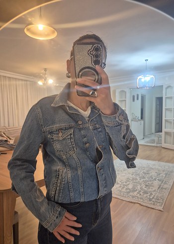 Zara Gri Kadın Denim Ceket