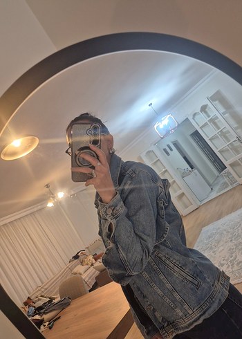 s Beden Gri Kadın Denim Ceket