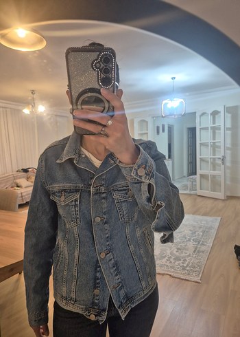 Gri Kadın Denim Ceket