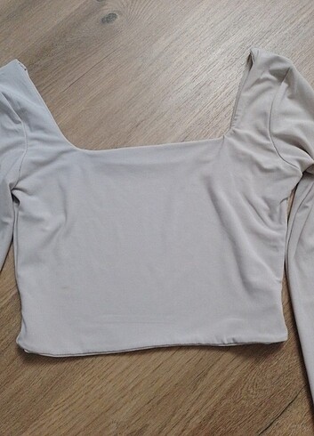 Diğer Crop bluz bej
