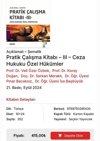 Beden Renk Pratik Çalışma Kitabı - Ceza Hukuku Özel Hükümler