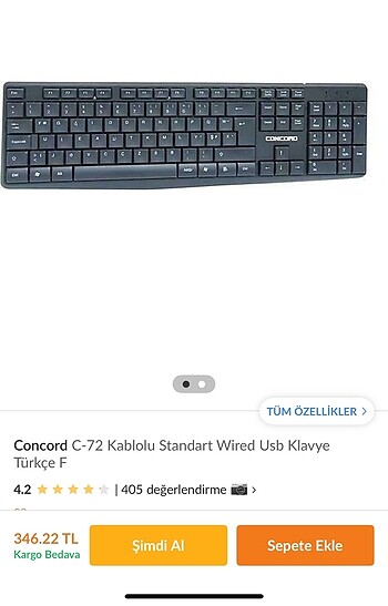Kablolu f klavye