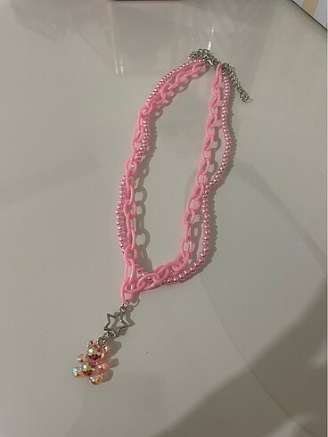 Pembe Teddy kolye