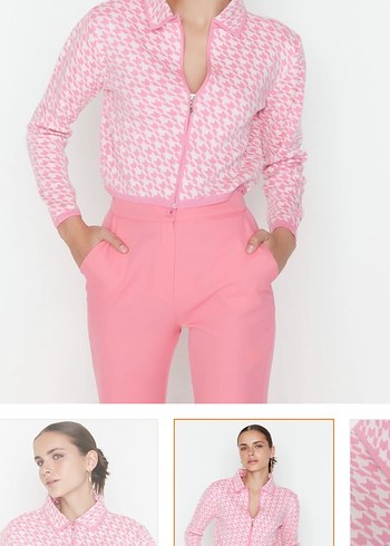 Pembe Fermuarlı Kız Sweatshirt - Görsel 3