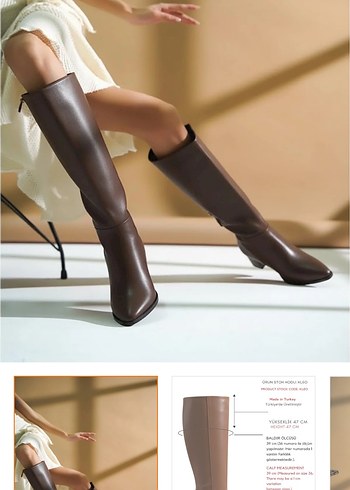 Kahverengi Deri Dizüstü Stiletto Çizme - Görsel 5