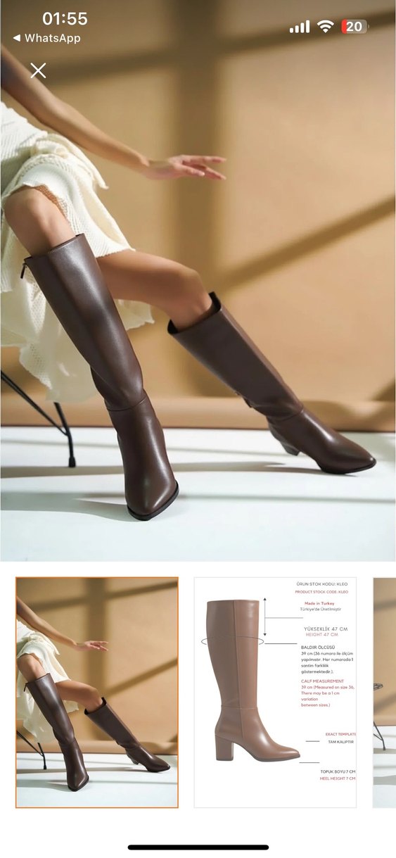 Kahverengi Deri Dizüstü Stiletto Çizme - Görsel 5