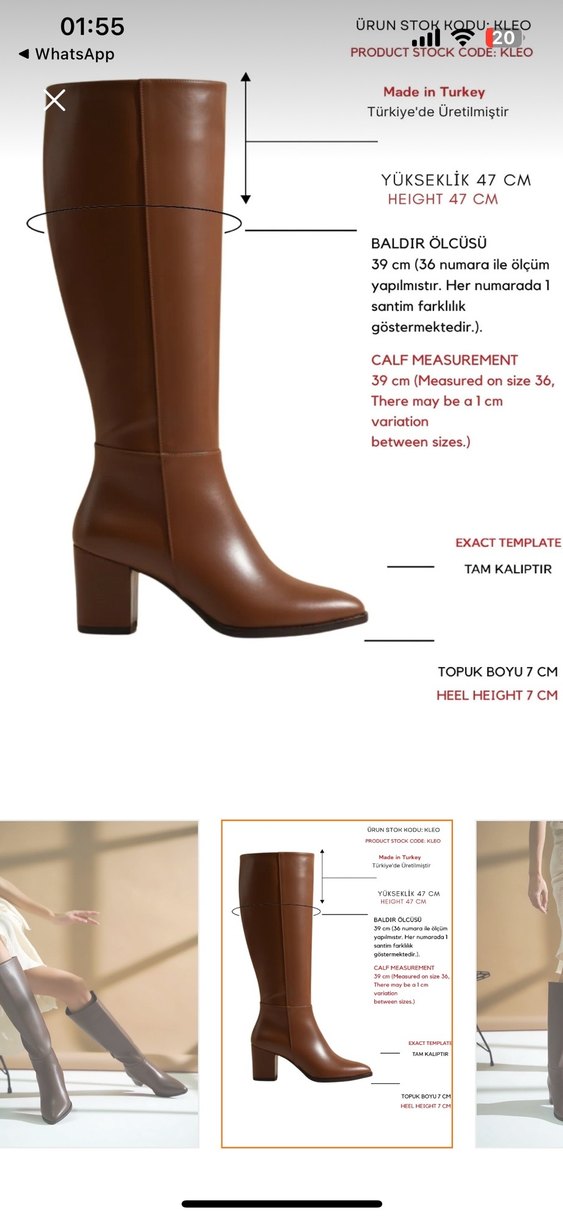 Kahverengi Deri Dizüstü Stiletto Çizme - Görsel 4