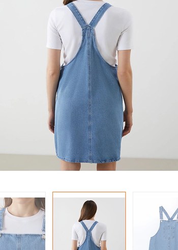 Mavi Midi Denim Elbise - Görsel 4