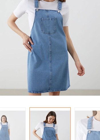 Mavi Midi Denim Elbise - Görsel 2