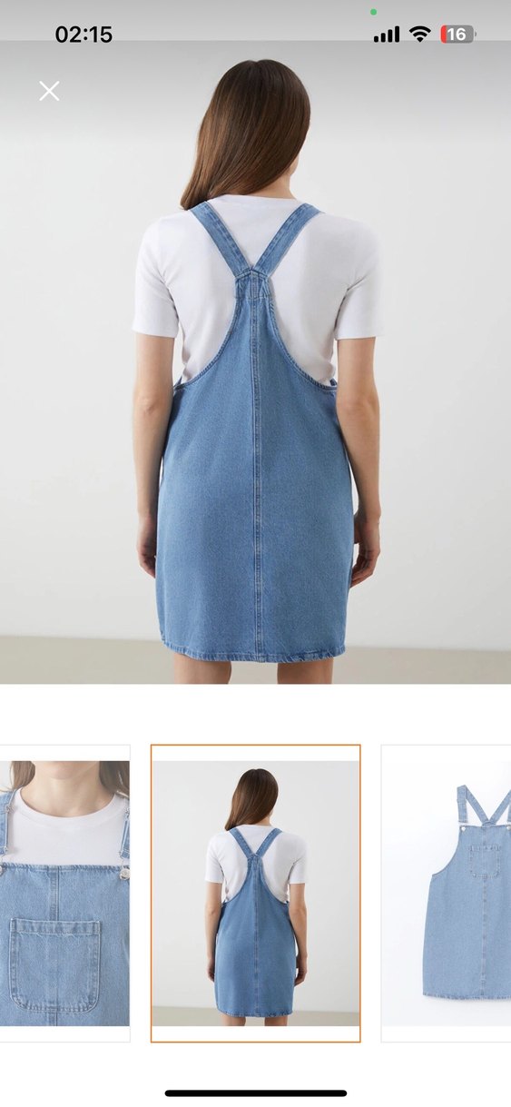 Mavi Midi Denim Elbise - Görsel 4