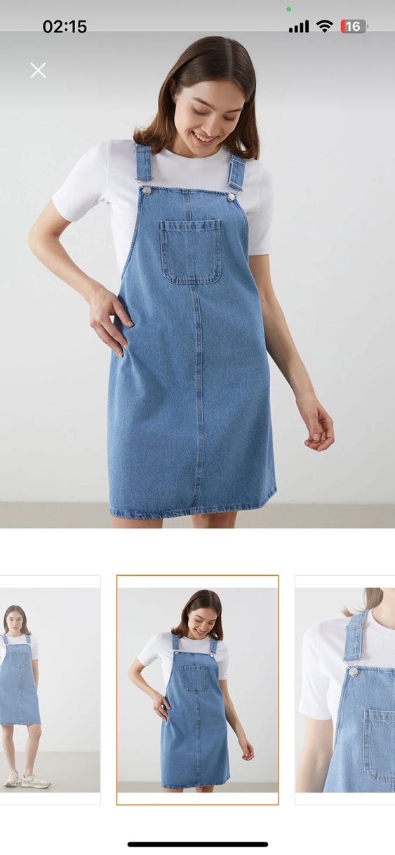 Mavi Midi Denim Elbise - Görsel 2