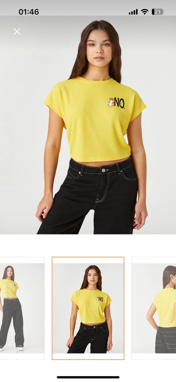 Sarı Kısa Kollu Baskılı Kadın Tişört - Görsel 3