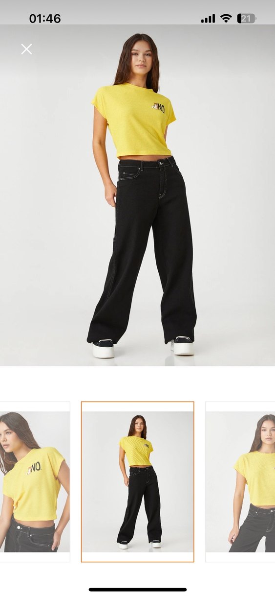 Sarı Kısa Kollu Baskılı Kadın Tişört - Görsel 2