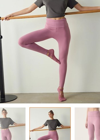 Pastel Pembe Normcore Kadın Tayt - Görsel 6