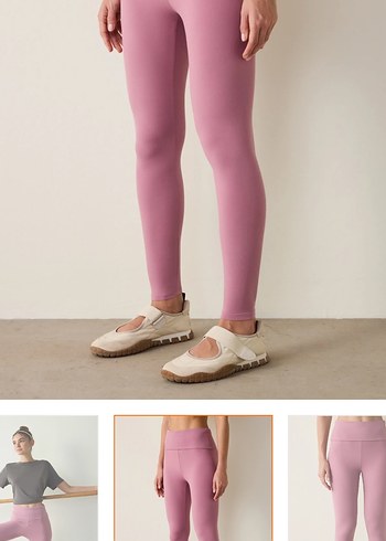 Pastel Pembe Normcore Kadın Tayt - Görsel 4