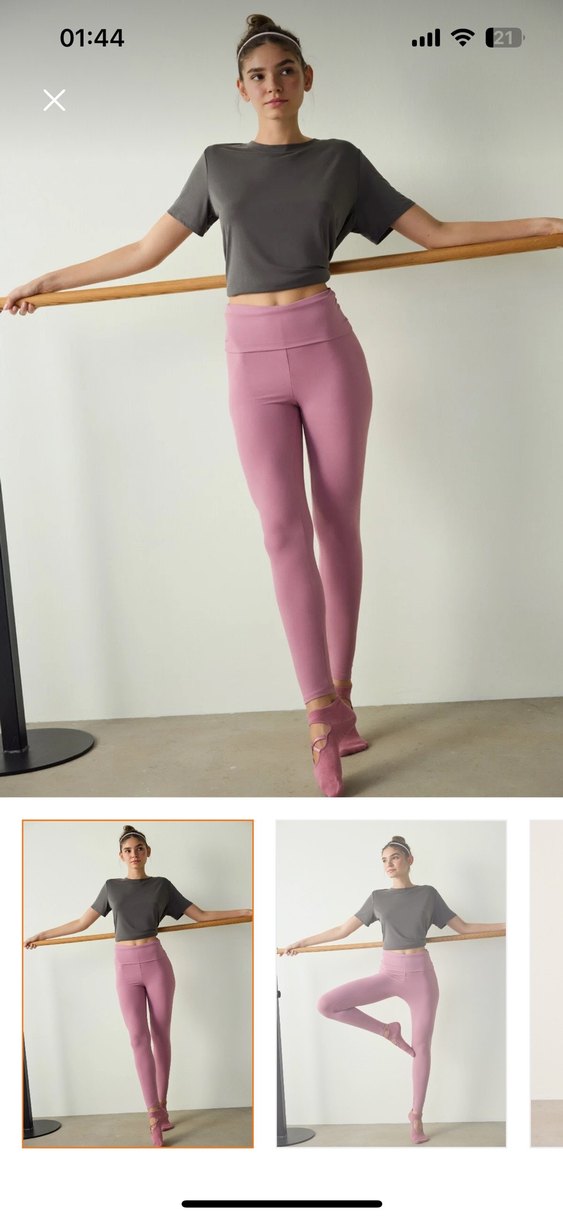 Pastel Pembe Normcore Kadın Tayt - Görsel 5