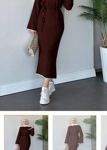 Kahverengi Kadın Triko Midi Etek - Görsel 2