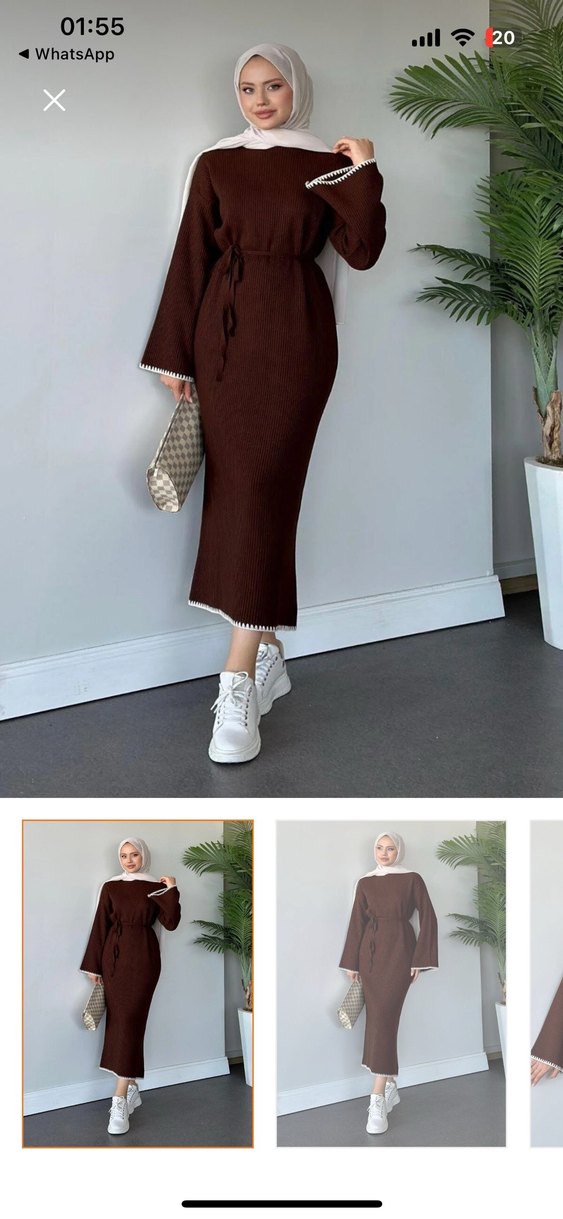 Kahverengi Kadın Triko Midi Etek - Görsel 2