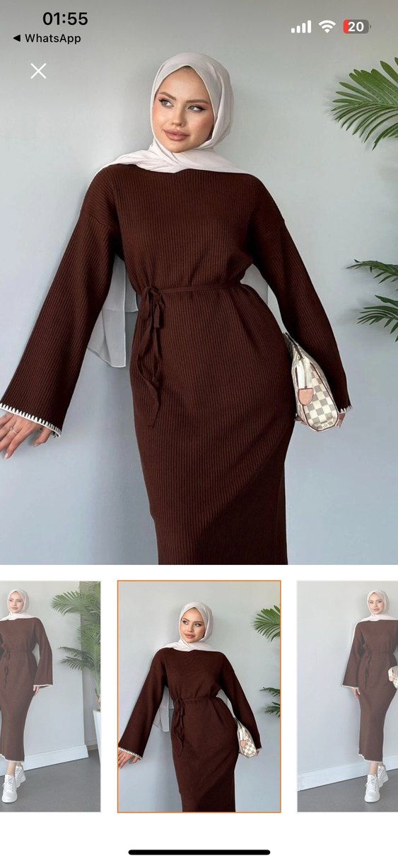 Kahverengi Kadın Triko Midi Etek - Görsel 3