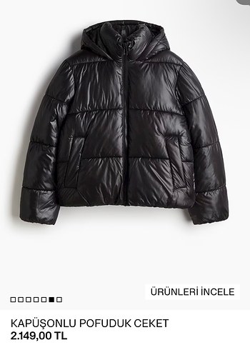 Kadın Siyah Kapüşonlu Kısa Mont