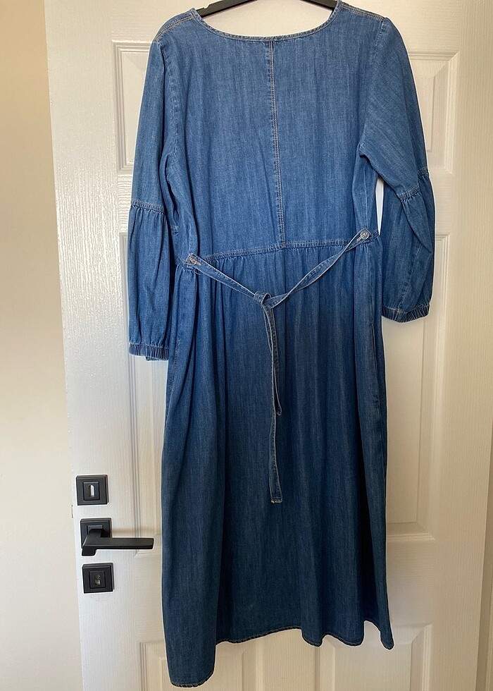 Mavi Kot midi boy  elbise hamilelik  acil satılık - Görsel 5