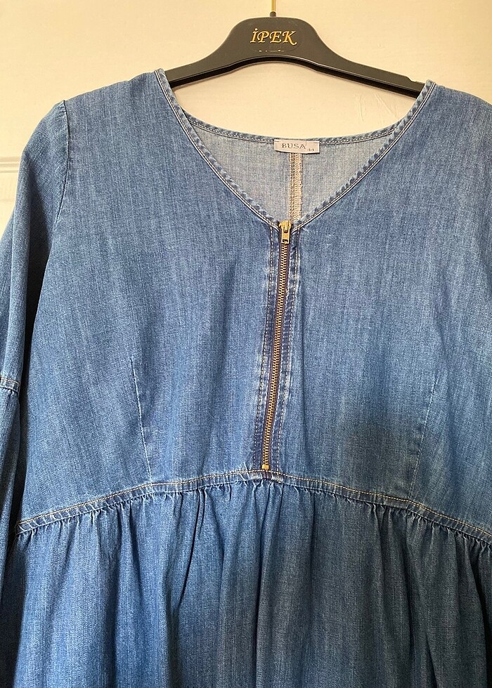 Mavi Kot midi boy  elbise hamilelik  acil satılık - Görsel 3