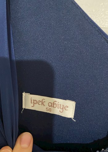 Lacivert Drapeli Uzun Kollu Abiye Elbise - Görsel 4