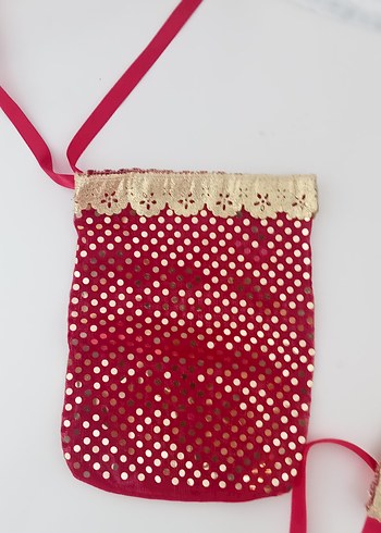 Parlak Kırmızı Pullu Kına Örtüsü ve Eldiveni - Görsel 8