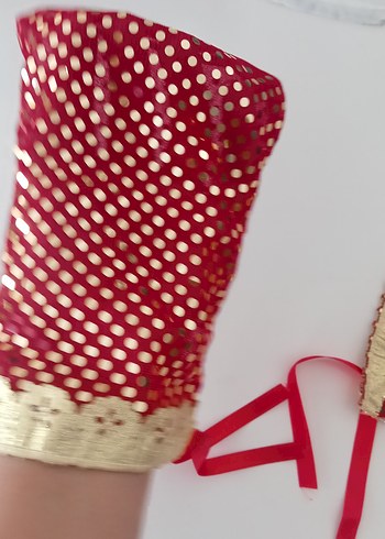 Parlak Kırmızı Pullu Kına Örtüsü ve Eldiveni - Görsel 9