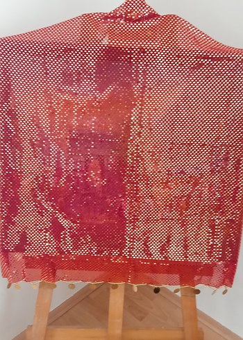 Parlak Kırmızı Pullu Kına Örtüsü ve Eldiveni - Görsel 6